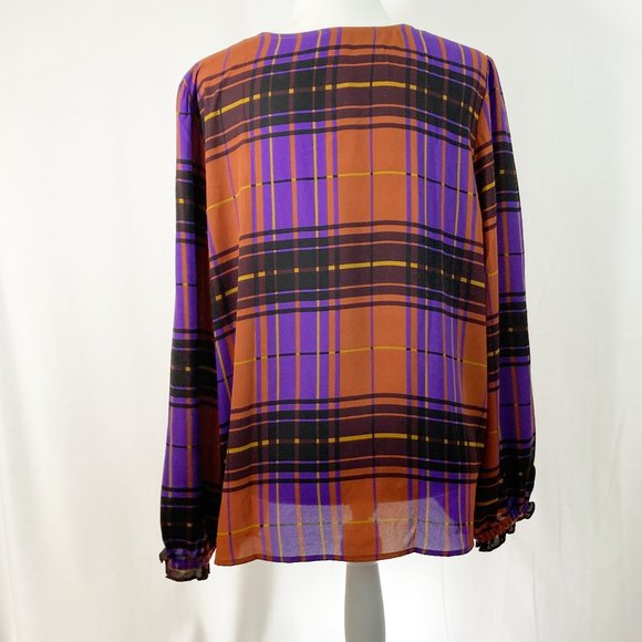 Ann Taylor Factory Plaid Blouse NWT Size XL - Picture 3 of 7
